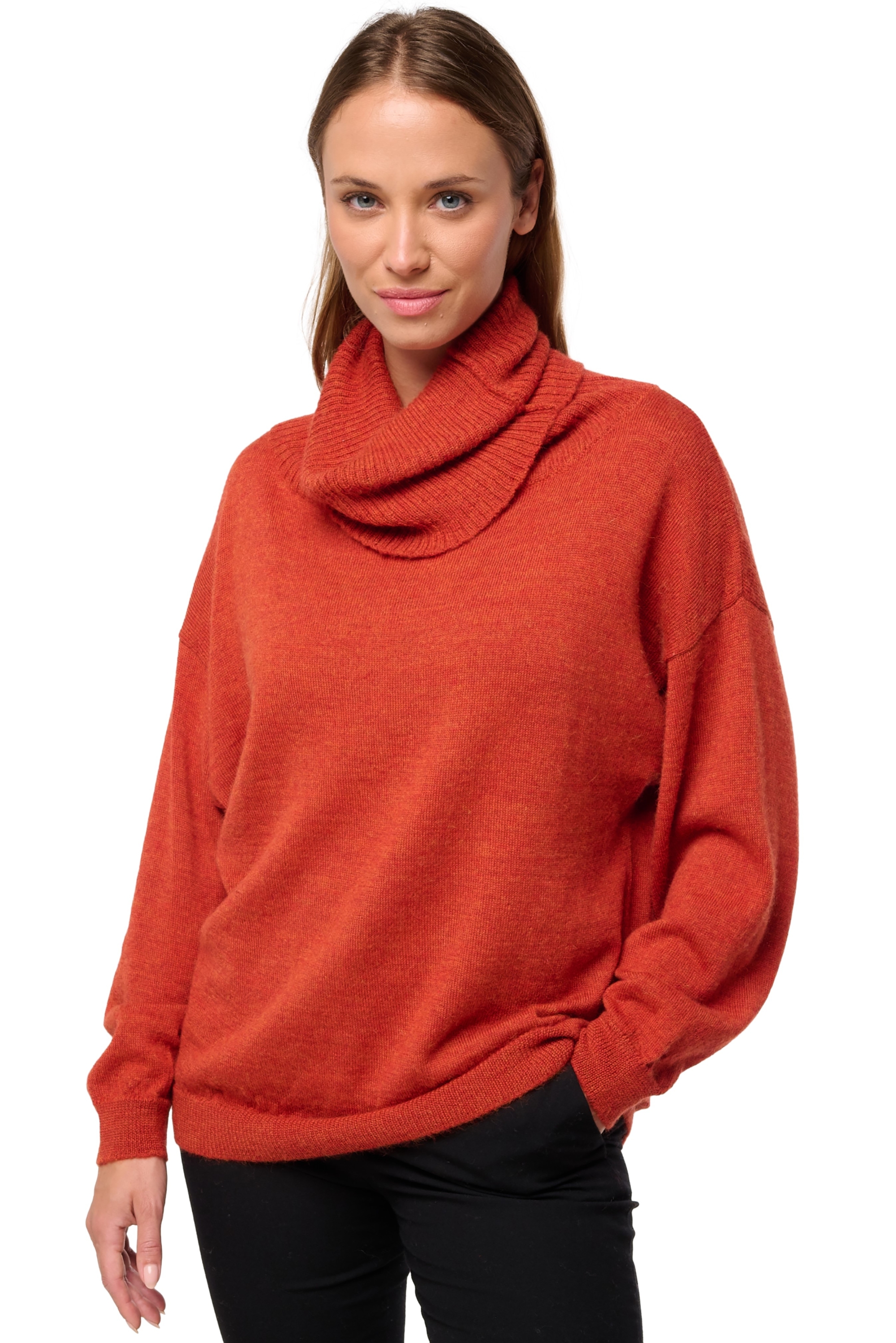 Baby Alpaca ladies roll neck tanis pumpkin xs